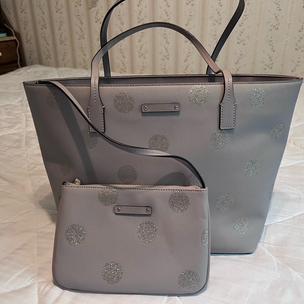 Kate Spade ♠️ Sparkly Polka Dot bag with detachable matching wristlet
